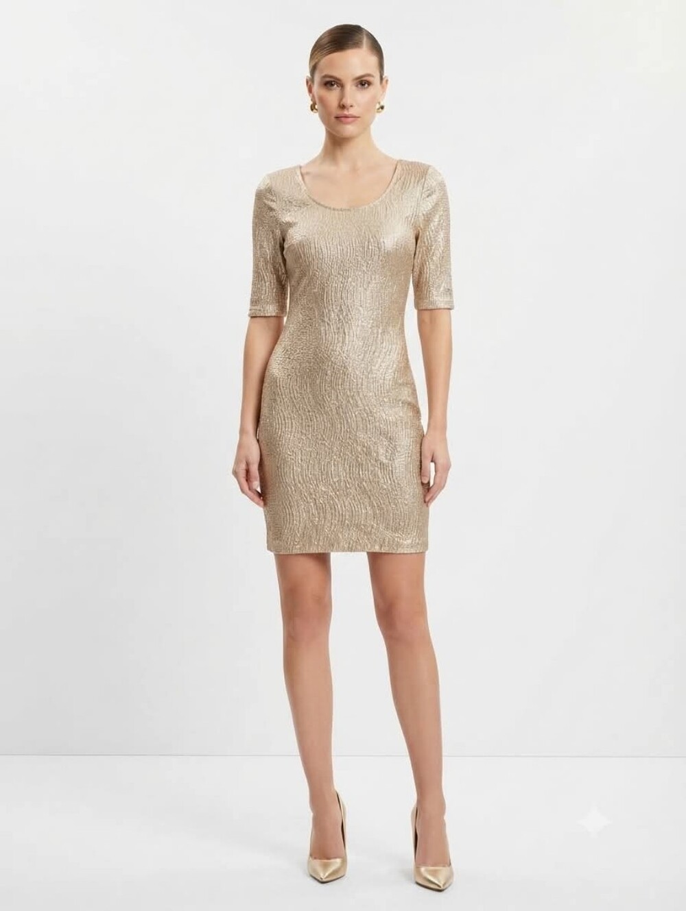 I.N. San Francisco Dress Gold/Silver Shimmer  Size Small